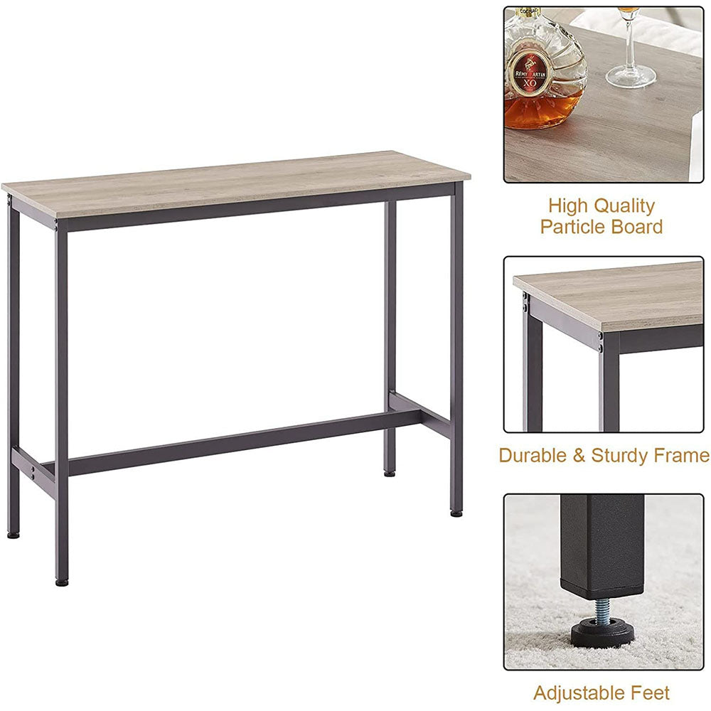 Industrial Bar Table Set with 3 Stools - Grey
