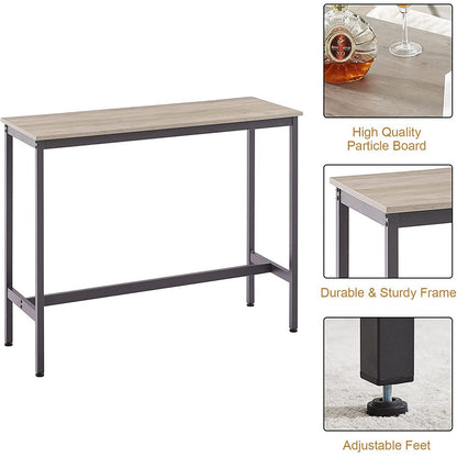 Industrial Bar Table Set with 3 Stools - Grey