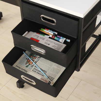 Adjustable Drafting Table with Stool & 3 Drawers - White