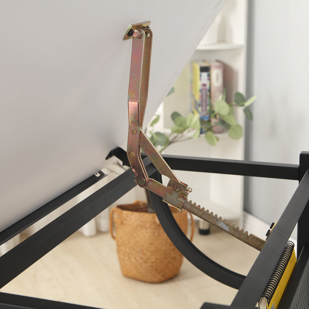 Adjustable Drafting Table with Stool & 3 Drawers - White