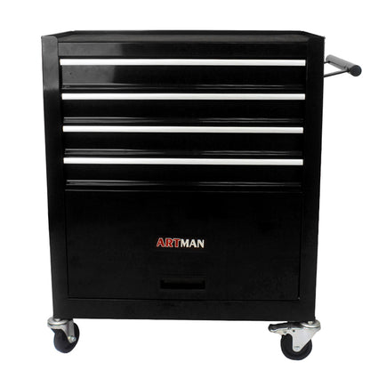 4-Drawer Multifunctional Tool Cart with Wheels - Black