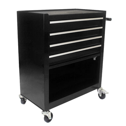 4-Drawer Multifunctional Tool Cart with Wheels - Black