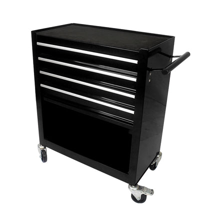 4-Drawer Multifunctional Tool Cart with Wheels - Black