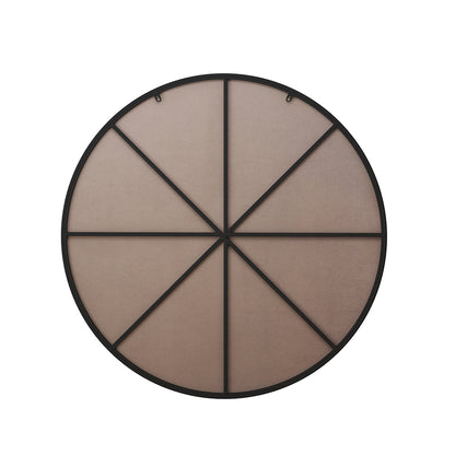 42-Inch Circular Metal Framed Wall Mirror -  Black