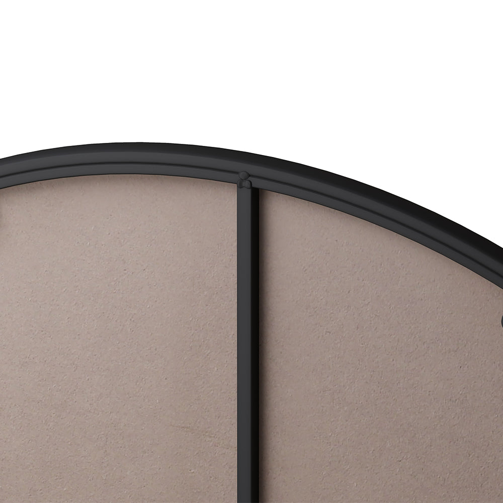 42-Inch Circular Metal Framed Wall Mirror -  Black