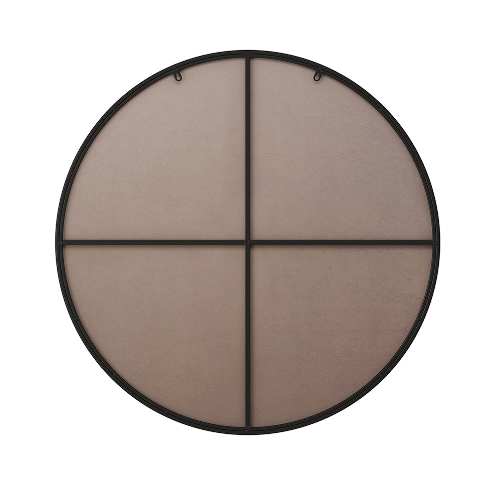 36-Inch Round Metal Framed Wall Mirror - Black