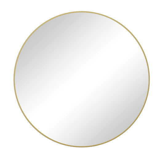 48-Inch Oversized Round Metal Framed Mirror - Gold