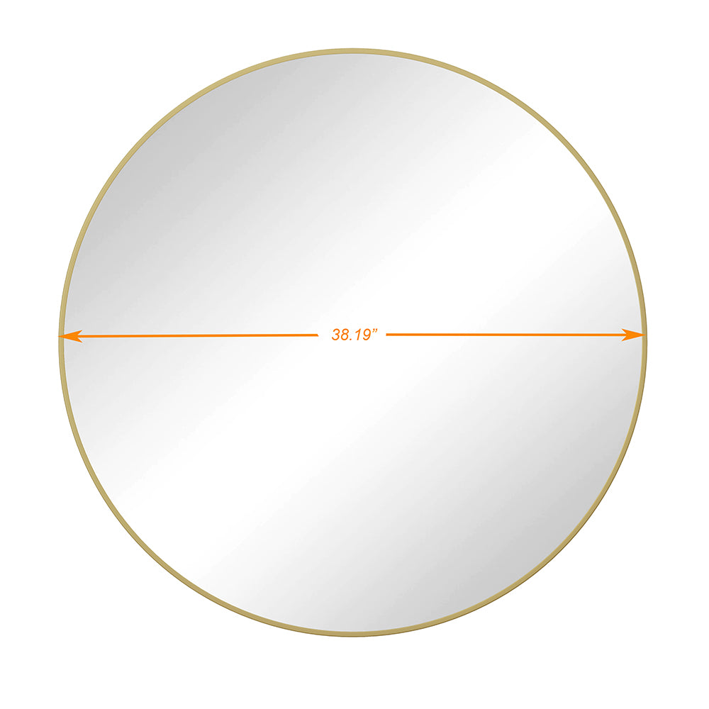 39-Inch Round Metal Framed Mirror - Gold