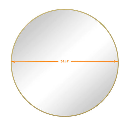 39-Inch Round Metal Framed Mirror - Gold