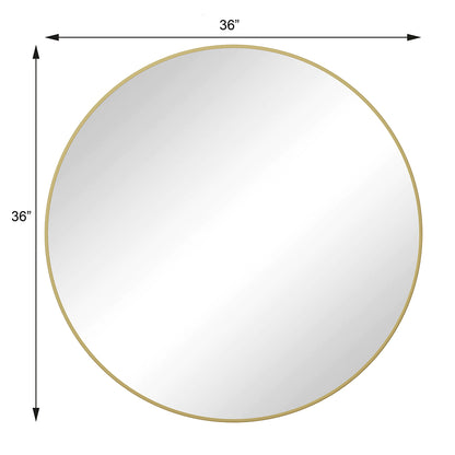 36-Inch Round Metal Framed Mirror - Gold