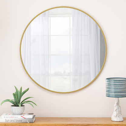 36-Inch Round Metal Framed Mirror - Gold