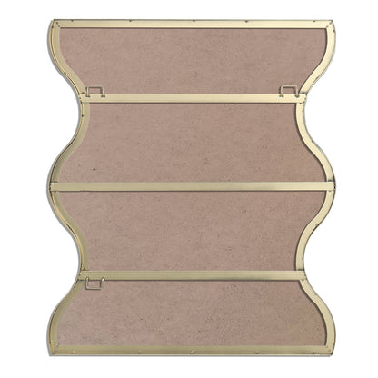 30x35 Inch Rectangular Mirror with Wavy Sides - Golden
