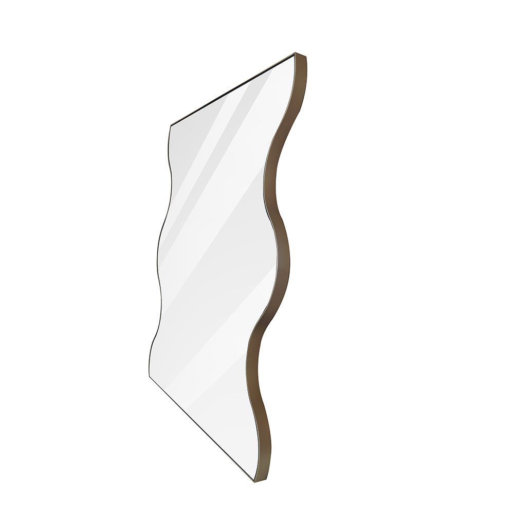 30x35 Inch Rectangular Mirror with Wavy Sides - Golden
