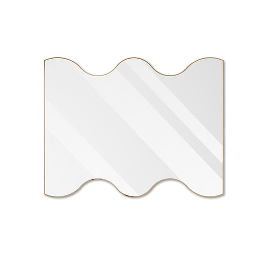 30x35 Inch Rectangular Mirror with Wavy Sides - Golden