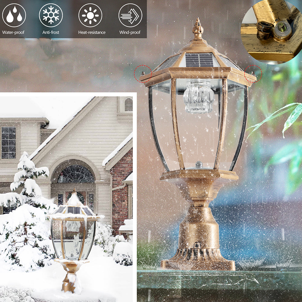 Retro Gold Solar LED Column Headlights - Dimmable