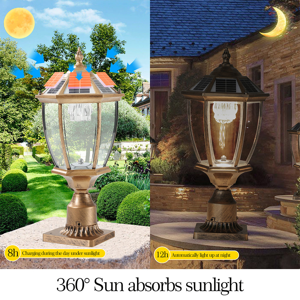 Retro Gold Solar LED Column Headlights - Dimmable