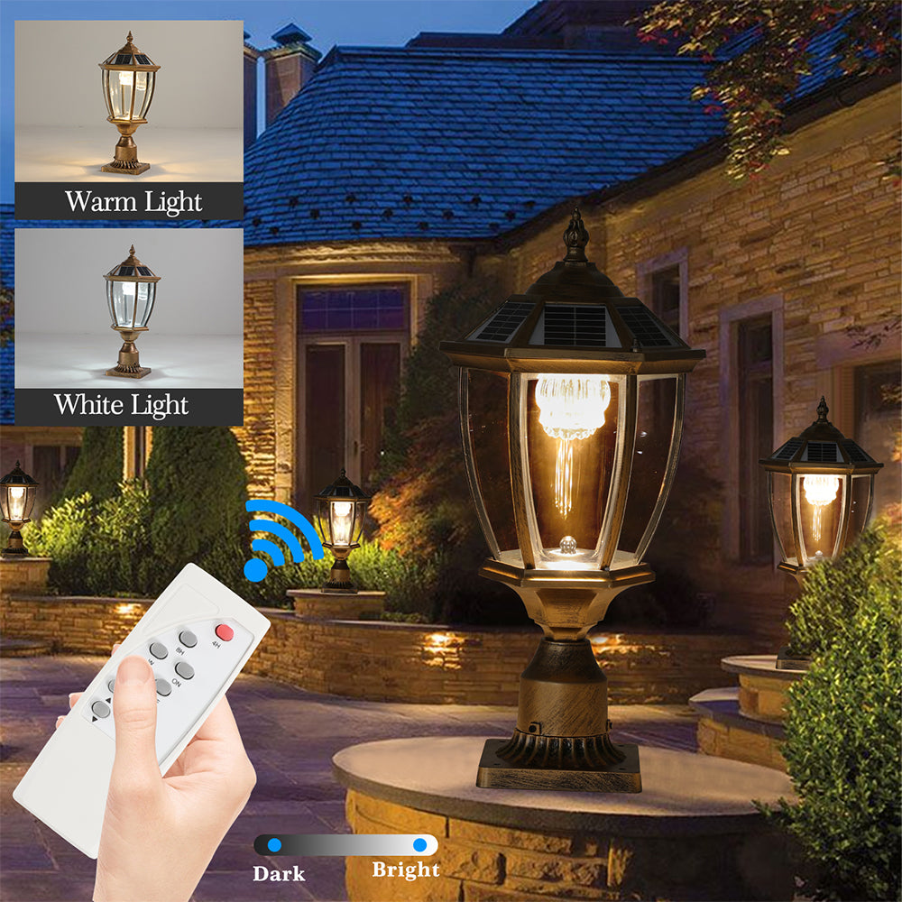 Retro Gold Solar LED Column Headlights - Dimmable