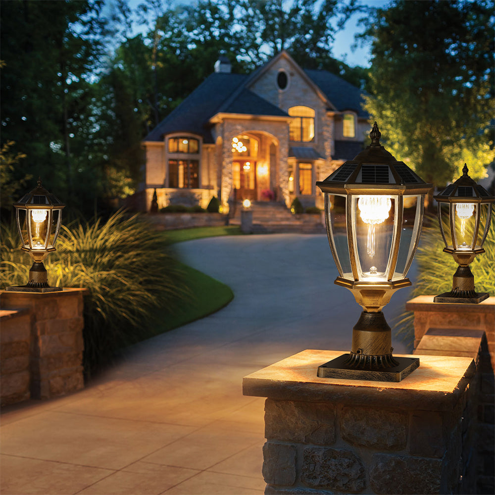 Retro Gold Solar LED Column Headlights - Dimmable