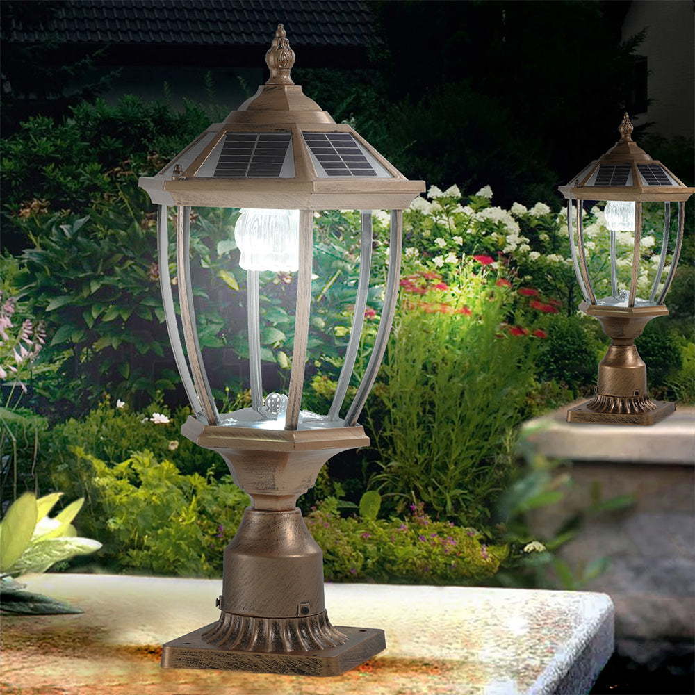 Retro Gold Solar LED Column Headlights - Dimmable