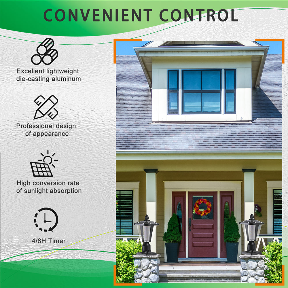 Black Solar LED Column Headlights - Dimmable