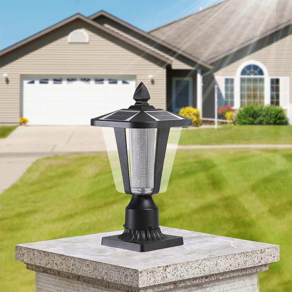 Black Solar LED Column Headlights - Dimmable