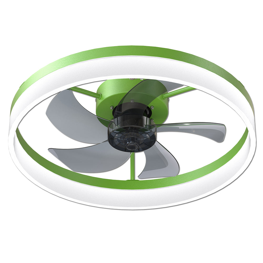 Slim Modern Ceiling Fan with Dimmable LED Light - Green