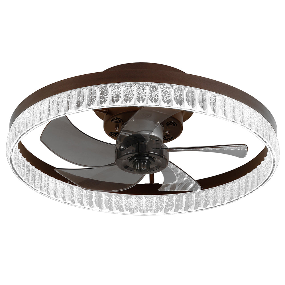 Minimalist LED Chandelier Ceiling Fan - Brown
