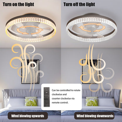 Minimalist LED Chandelier Ceiling Fan - Brown