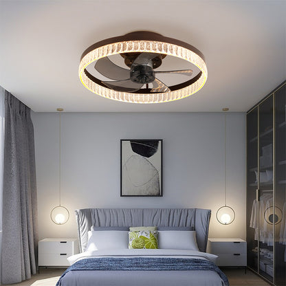Minimalist LED Chandelier Ceiling Fan - Brown