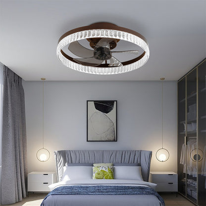 Minimalist LED Chandelier Ceiling Fan - Brown