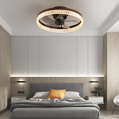 Minimalist LED Chandelier Ceiling Fan - Brown