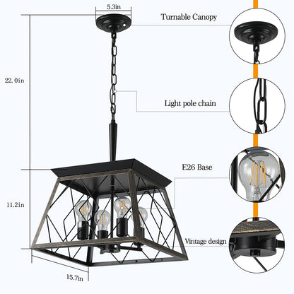 4-Light Vintage Farmhouse Chandelier