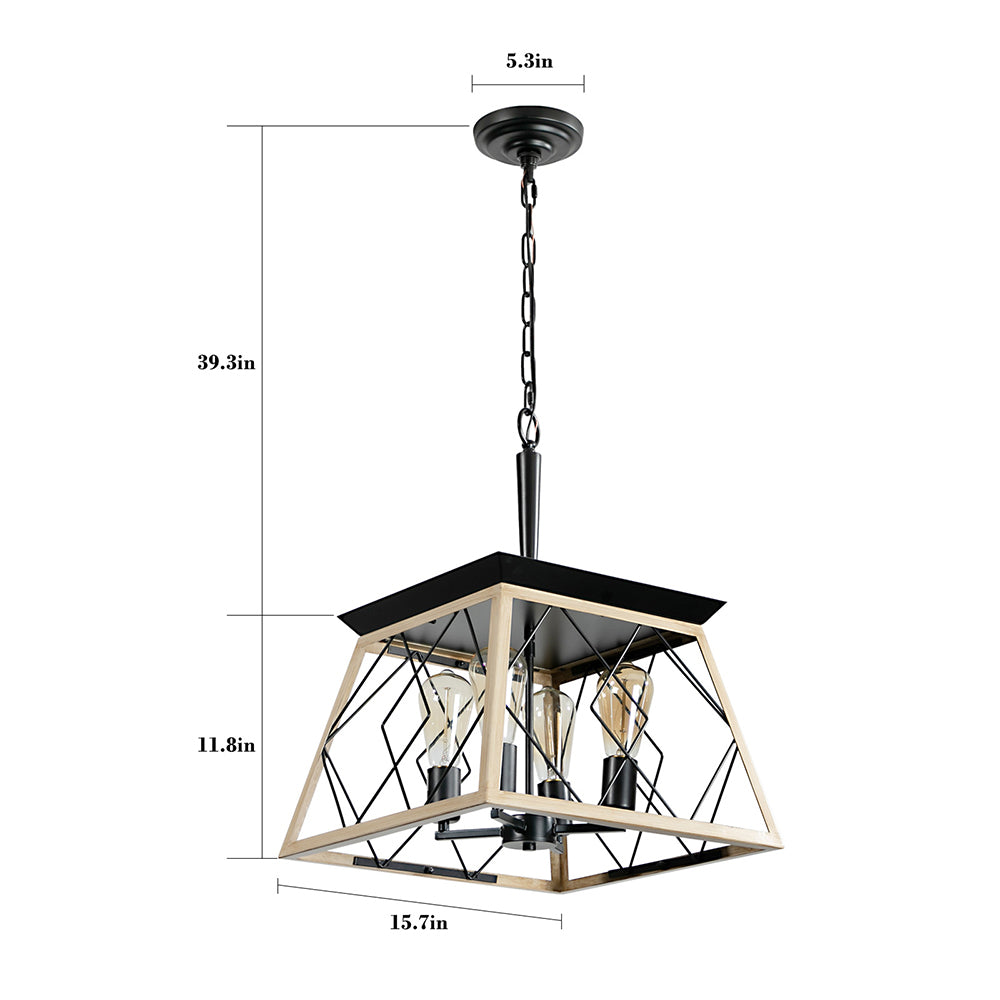 4-Light Bulbs Farmhouse Chandelier