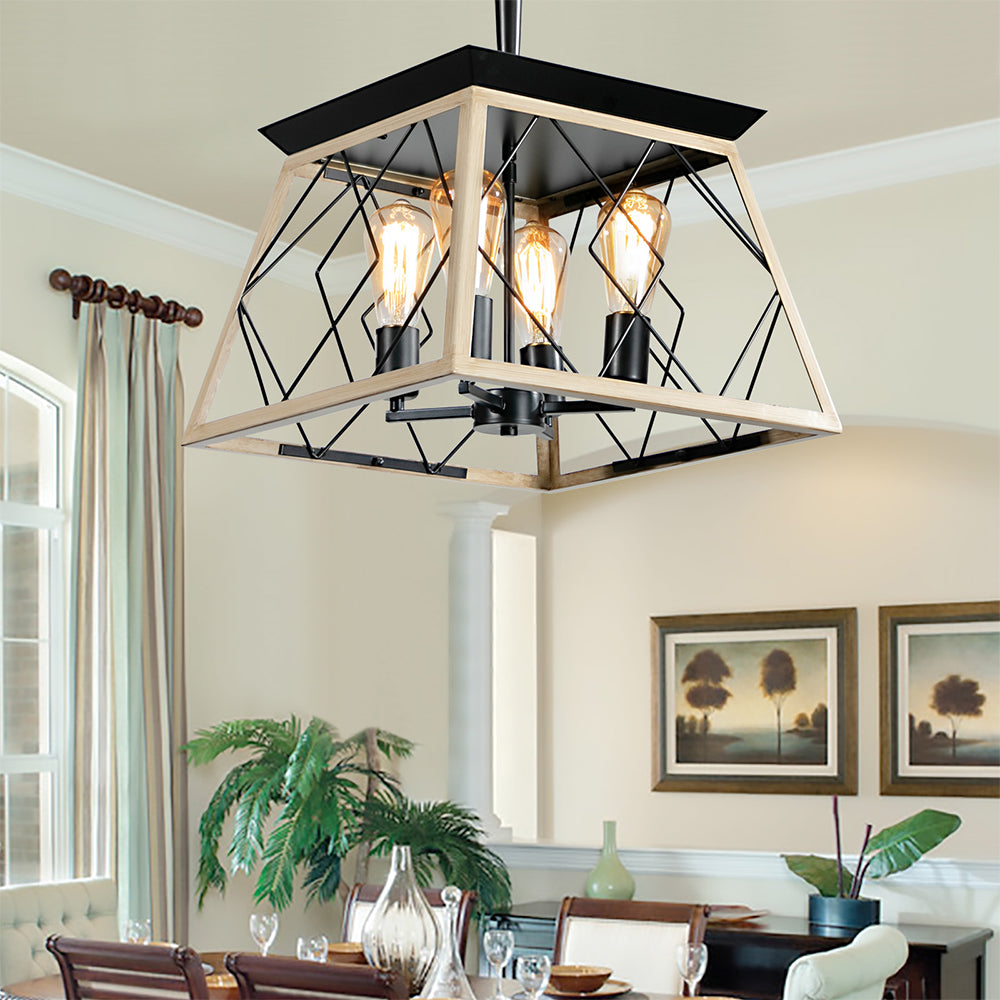 4-Light Bulbs Farmhouse Chandelier