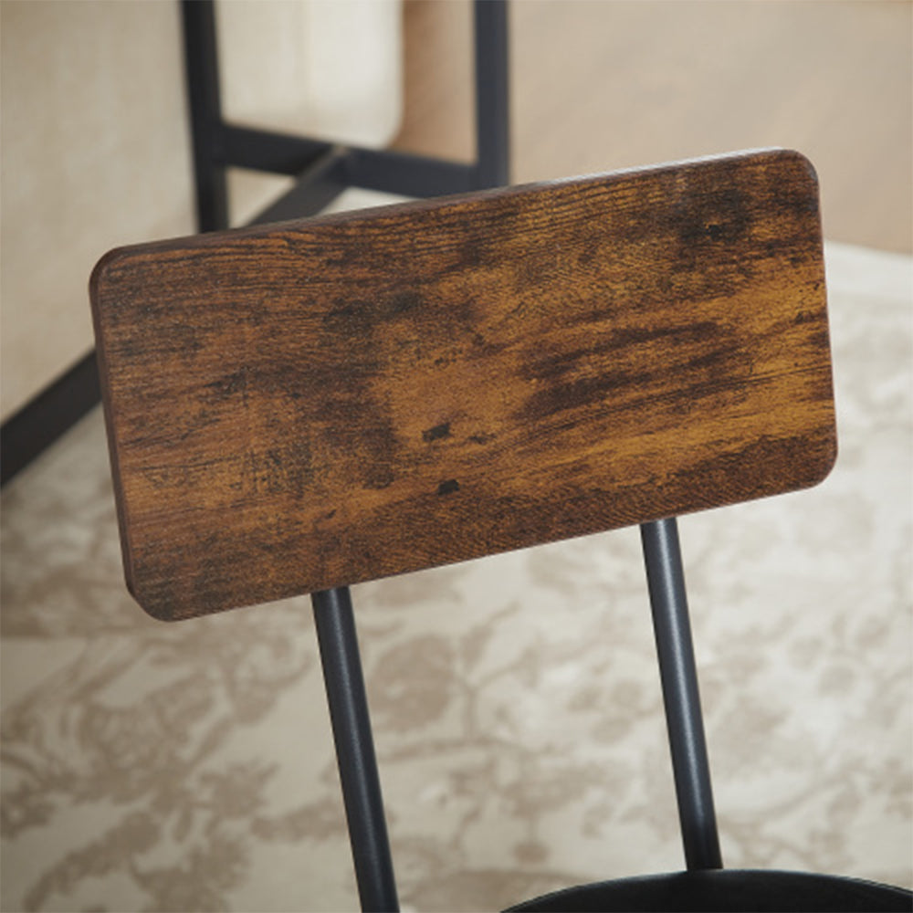 Industrial Bar Table Set with 3 Stools - Rustic Brown