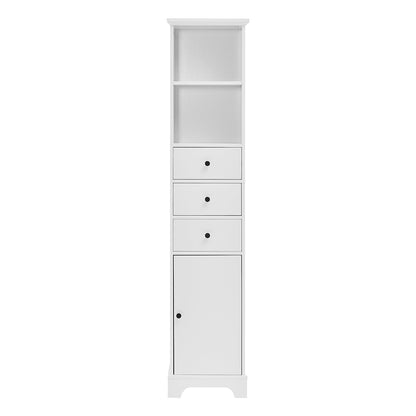 Tall Freestanding Bathroom Cabinet with 3 Drawers & Adjustable Shelf - White