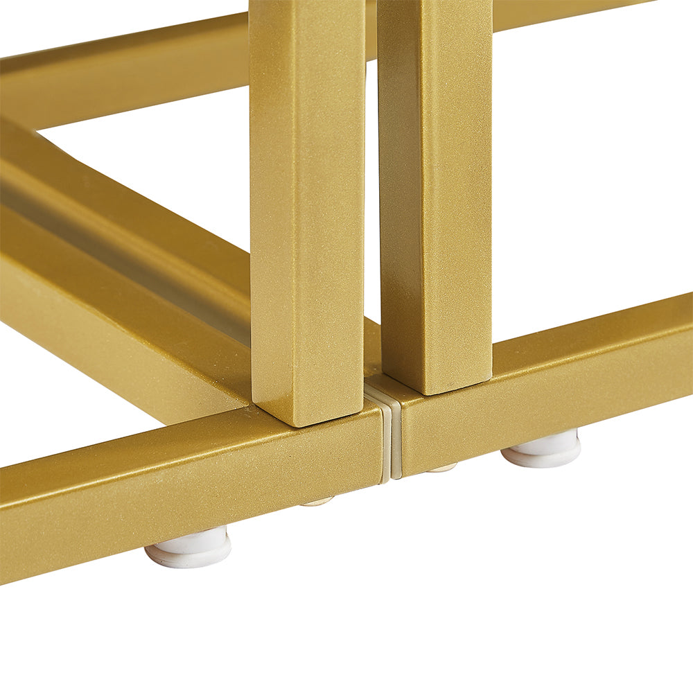 4-Tier Round Open Bookshelf with Gold Metal Frame - White