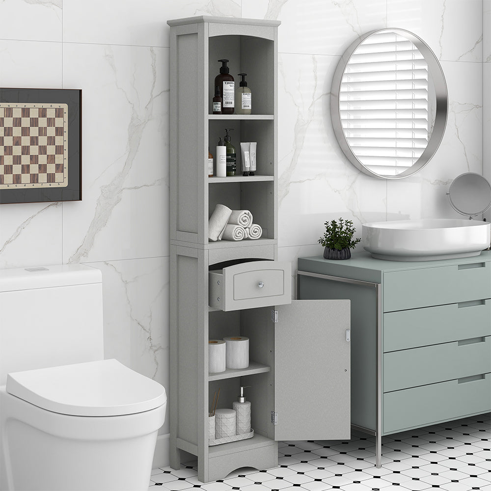 Tall Freestanding Bathroom Cabinet - Grey