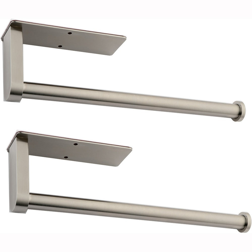 Paper Towel Holder Set 12-Inch 2 Pack Versatile Under Cabinet Mounting - Brushed Nickel