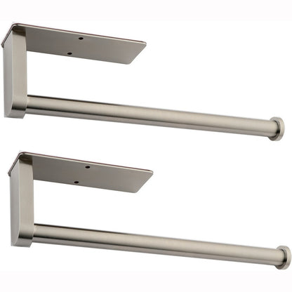 Paper Towel Holder Set 12-Inch 2 Pack Versatile Under Cabinet Mounting - Brushed Nickel