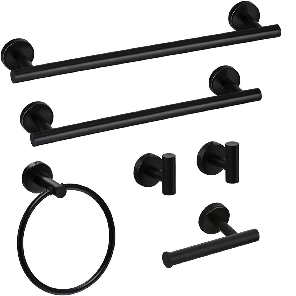 6-Piece Stainless Steel Wall-Mounted Bathroom Towel Rack Set