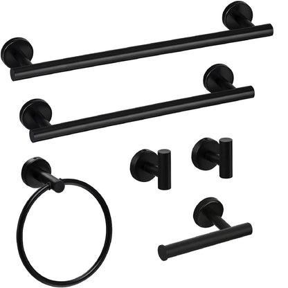 6-Piece Stainless Steel Wall-Mounted Bathroom Towel Rack Set
