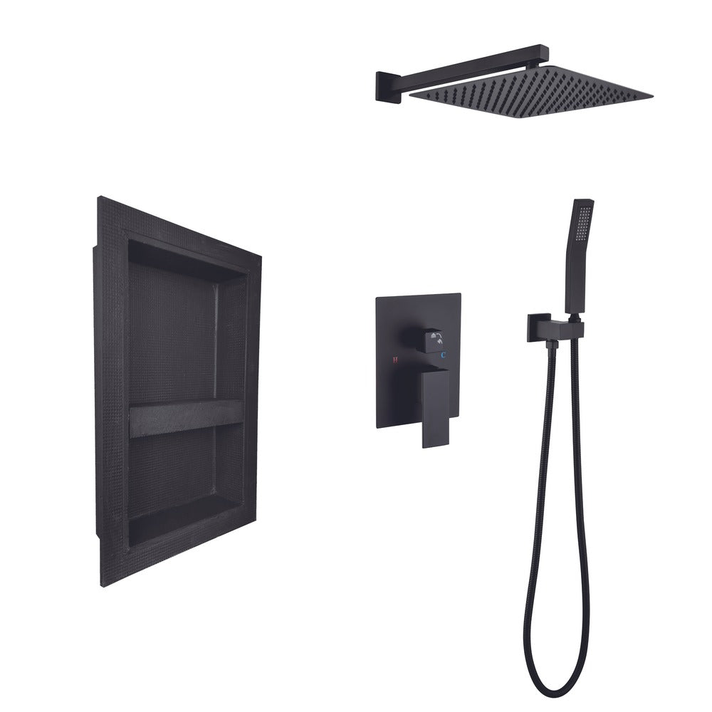 Wall-Mounted Rain Shower Head System with 12 x 20 Shower Niche