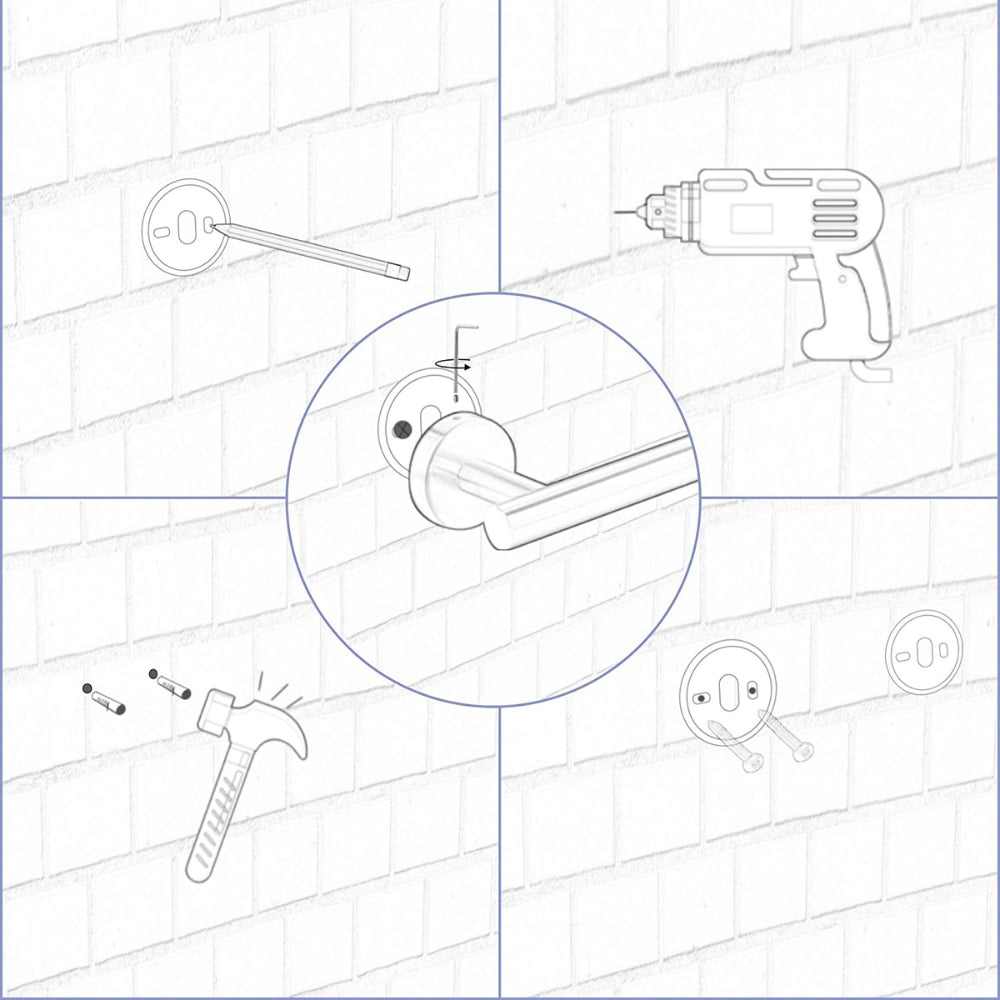 6-Piece Stainless Steel Towel Rack Set Wall Mount