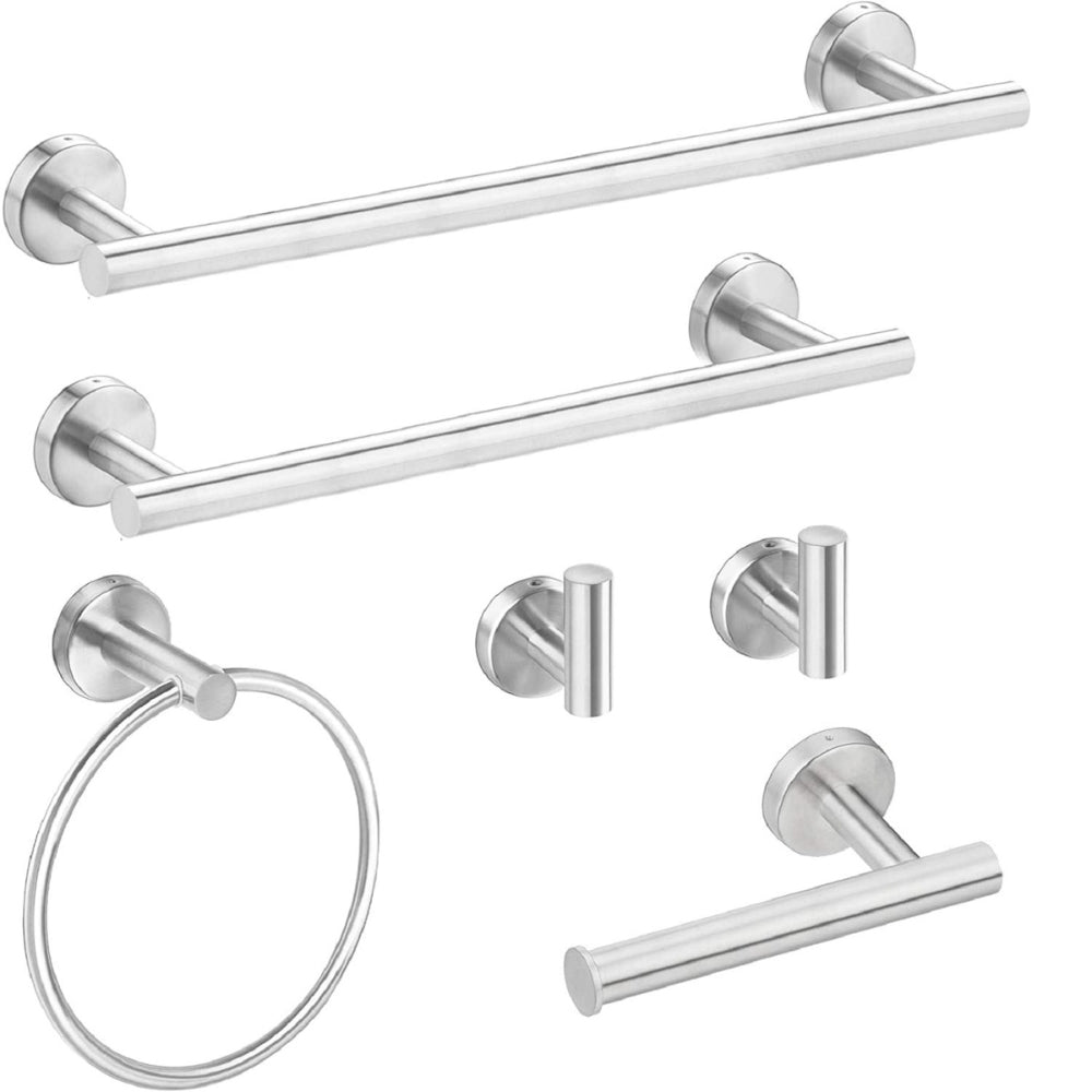 6-Piece Stainless Steel Towel Rack Set Wall Mount