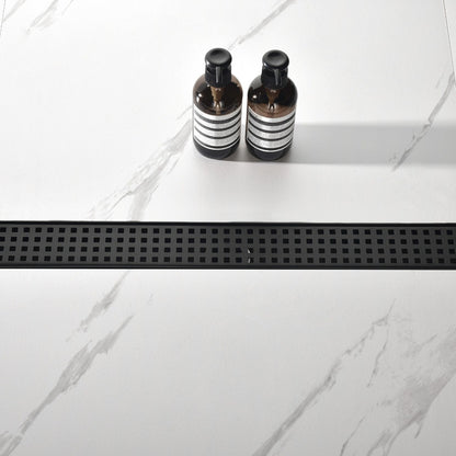 Linear Shower Drain Removable Quadrato Pattern Grate  -  Black