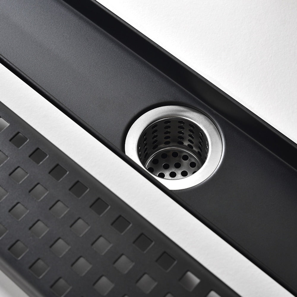 Linear Shower Drain Removable Quadrato Pattern Grate  -  Black
