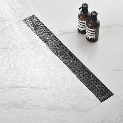 Linear Shower Drain Removable Quadrato Pattern Grate  -  Black