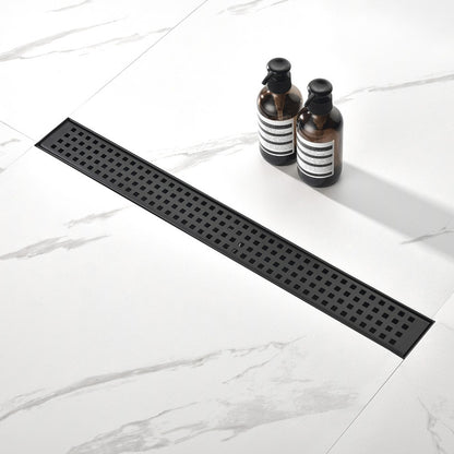 Linear Shower Drain Removable Quadrato Pattern Grate  -  Black