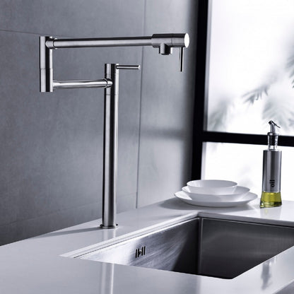 Pot Filler Faucet with Extension Shank-Silver